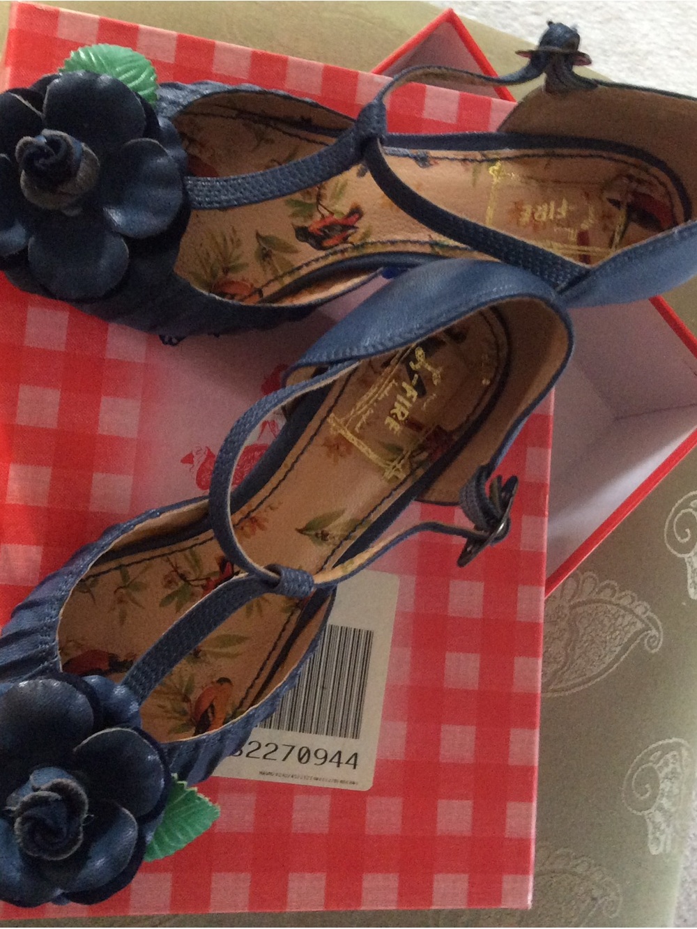 Anthropologie Miss L-Fire Navy Block Heel Mary Jane with Buckle-Size 6 NEWinBox